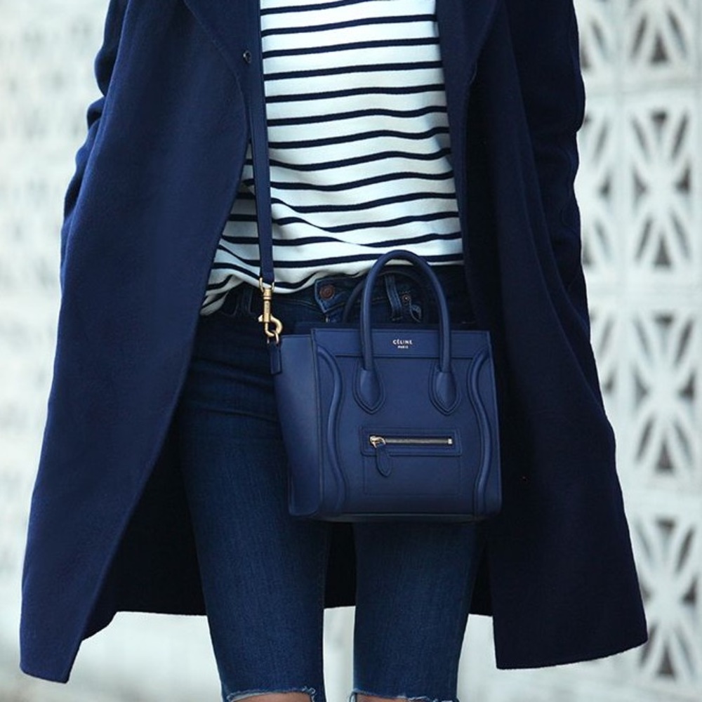 Nano Navy Luggage Celine Bag in Dust Bag